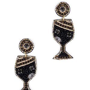 SEED BEAD WINE GLASS DANGLE EARRING